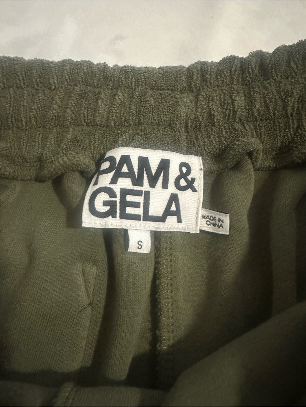 Pam & Gela Olive Green Matching Set Terry Cloth Jacket and Shorts Size Small - Picture 6 of 11